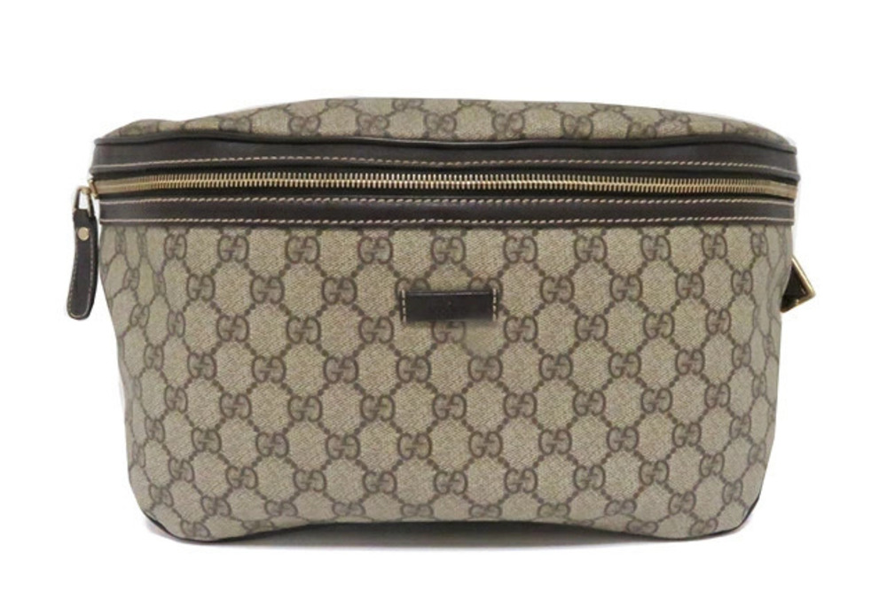 Gucci Waist Belt Crossbody bag dark brown Beige Cream GG Supreme